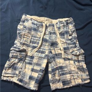 Abercrombie & Fitch Blue and White Cargo Shorts